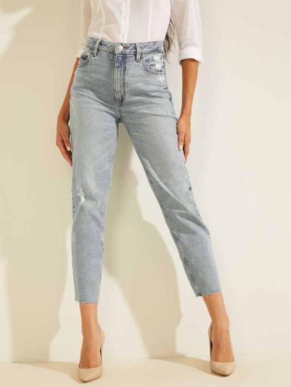 Guess Eco Slim Mom Jeans Dam Grå Blå | 092643-HRS