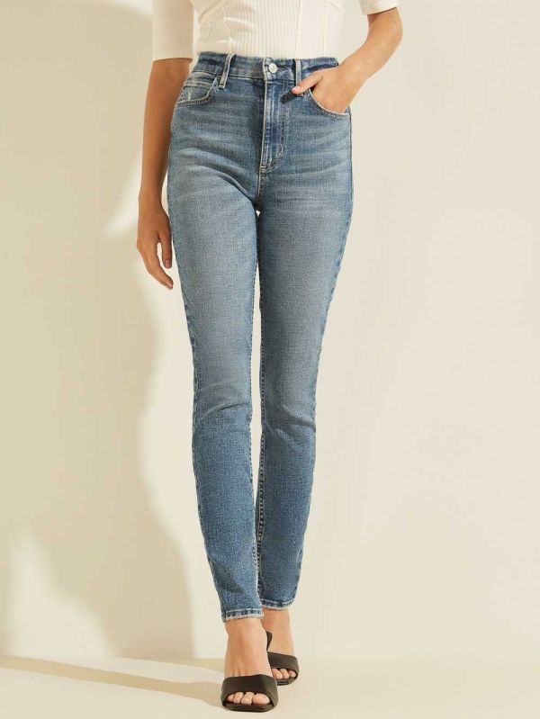 Guess Eco Super-High Rise Icon Skinny Jeans Dam Blå | 806294-EHO