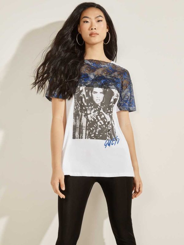 Guess Elaia T-shirt Dam Vita | 912685-WRL