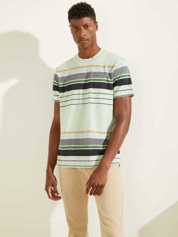Guess Eli Acid Wash Stripe T-shirt Herr Grå | 287643-BTV