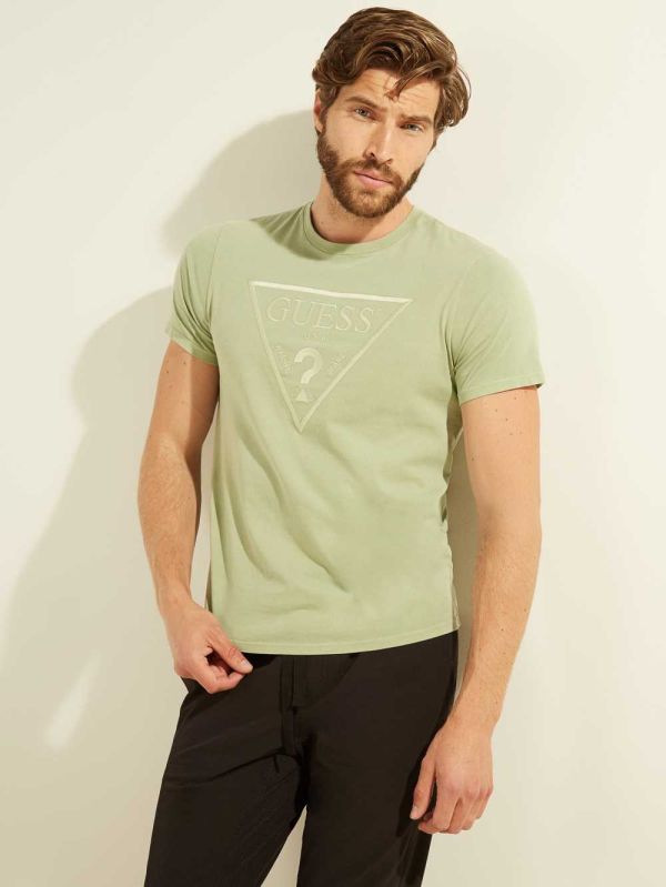 Guess Embroidered Logo T-shirt Herr Olivgröna Olika Färger | 812746-YXG