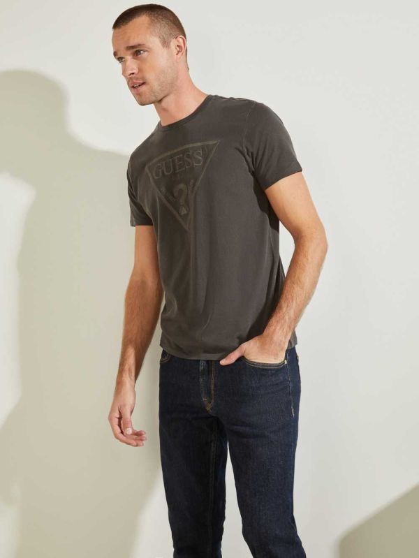 Guess Embroidered Logo T-shirt Herr Svarta Olika Färger | 014728-GAD