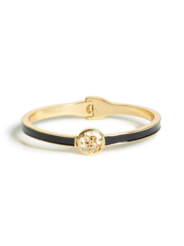 Guess Enamel Logo Bangle Ringar Dam Guld Svarta | 198765-EOJ