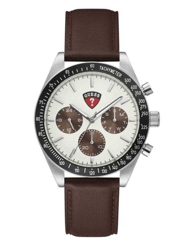 Guess Enterprise Silver-Tone and Brown Multifunction Klocka Herr Olika Färger | 178293-MPW