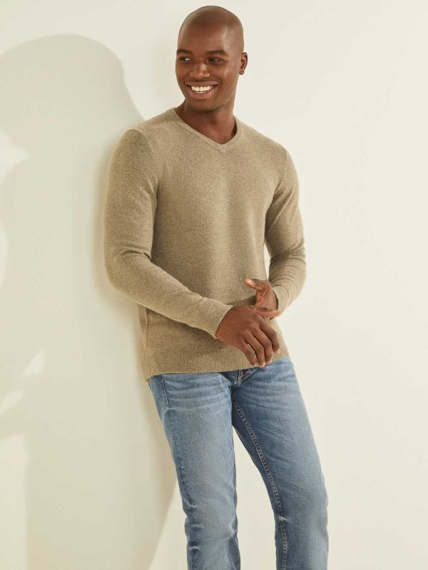 Guess Esmere Wool-Blend V-Neck Tröjor Herr Gröna | 283476-LGU