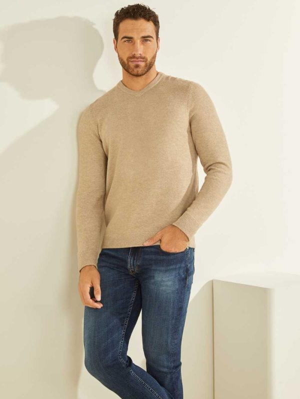 Guess Esmere Wool-Blend V-Neck Tröjor Herr Grå | 354179-ZMR