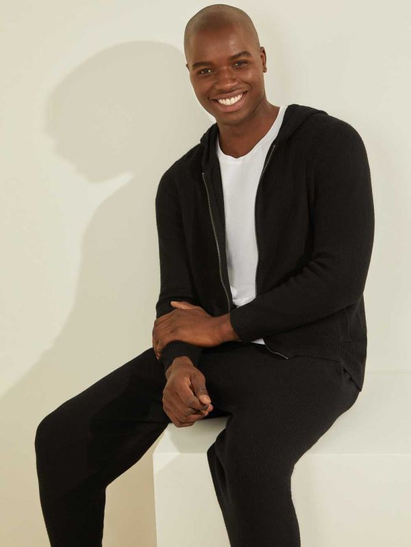 Guess Esmere Wool-Blend Zip Hoodie Herr Svarta | 029614-NRW