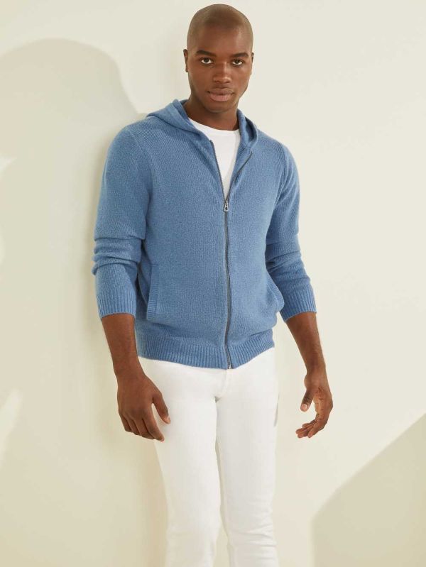 Guess Esmere Wool-Blend Zip Hoodie Herr Blå | 356927-EDZ