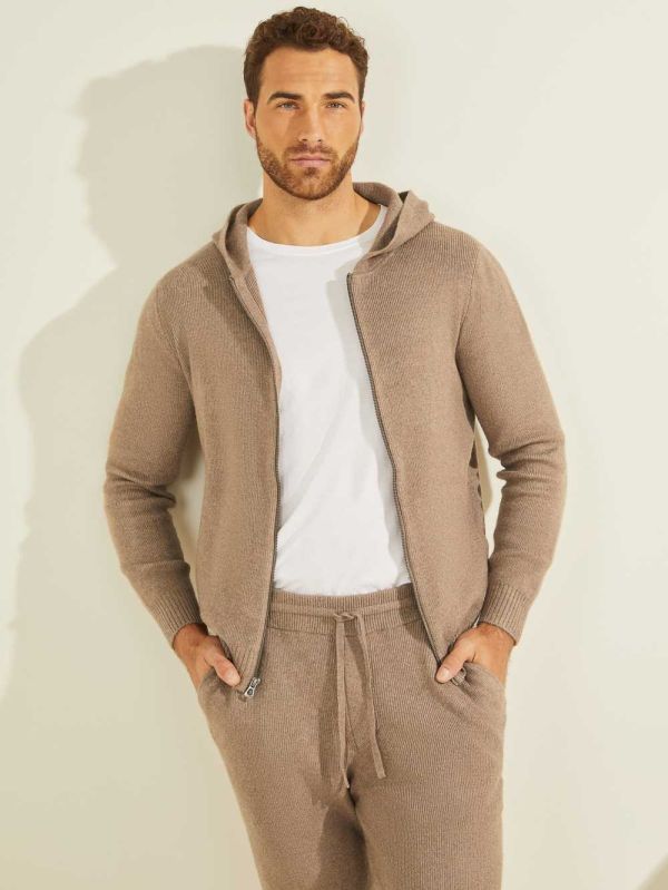 Guess Esmere Wool-Blend Zip Hoodie Herr Grå Olika Färger | 371950-NBR