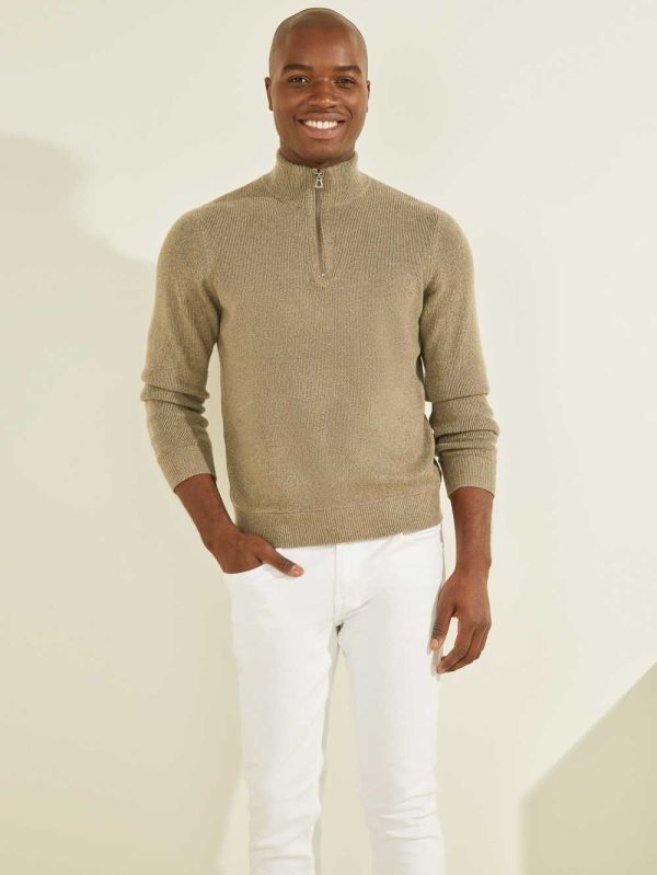 Guess Esmere Wool-Blend Zip Tröjor Herr Gröna | 241639-ZOG