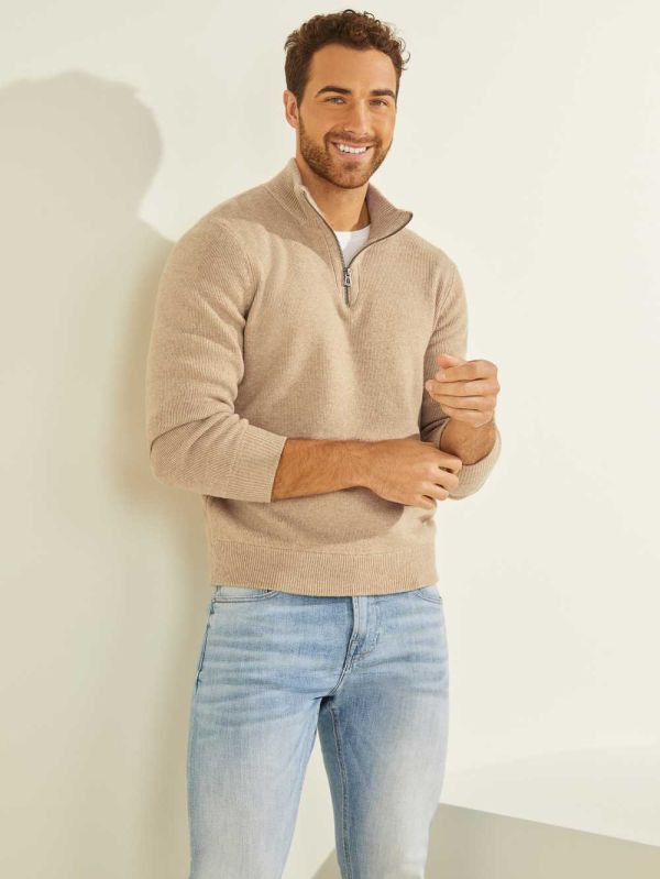 Guess Esmere Wool-Blend Zip Tröjor Herr Grå | 803947-ZHL