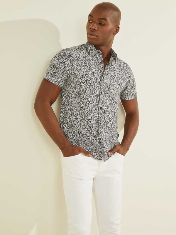 Guess Fairhills Printed Skjorta Herr Vita Blommiga | 962781-OWX