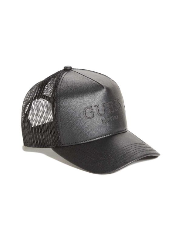 Guess Faux-Läder Trucker Hatt Herr Svarta | 387294-PYX