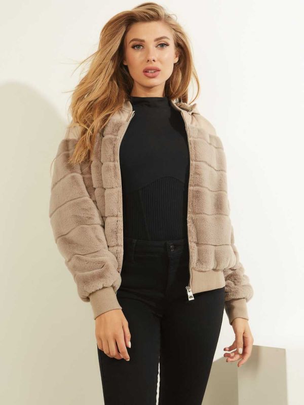 Guess Felicia Faux-Fur Bomber Jacka Dam Bruna | 084913-ZKH