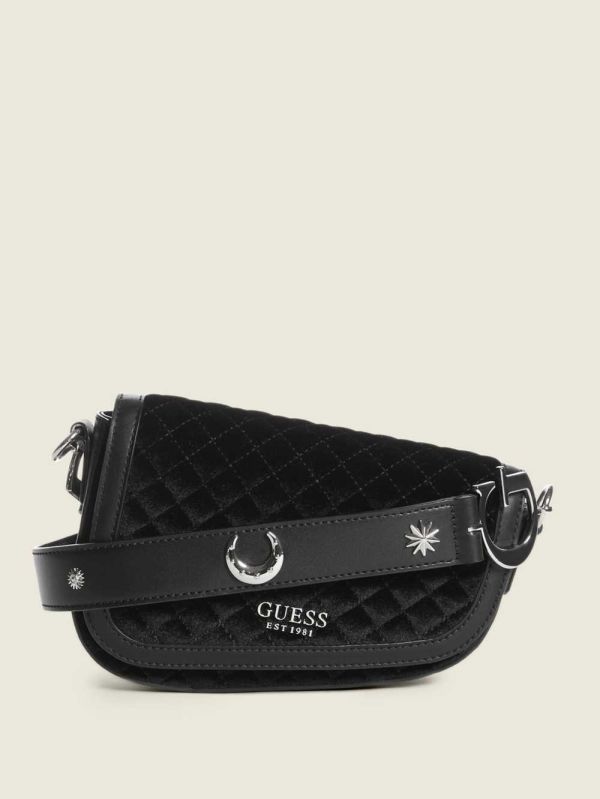 Guess G-Dream Velvet Flap Axelväska Dam Svarta | 503462-XDP