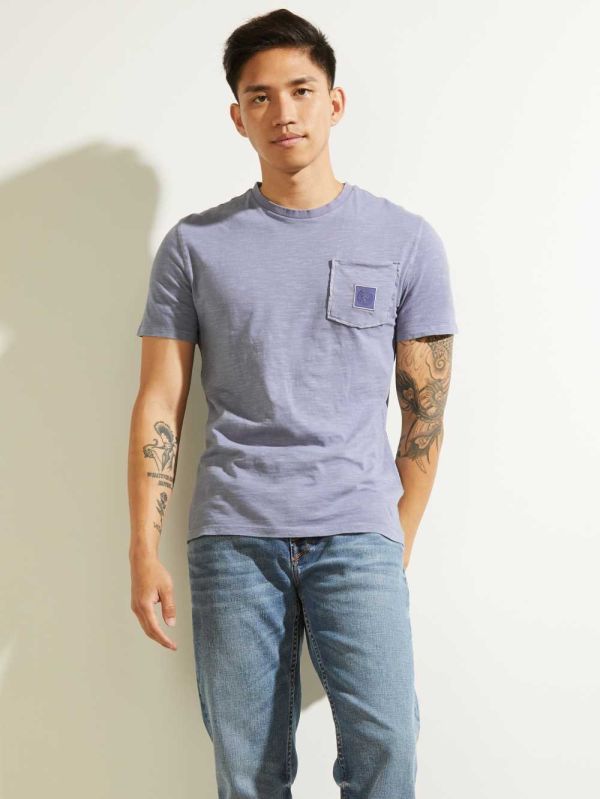 Guess G Stamp T-shirt Herr Blå | 152649-ULF