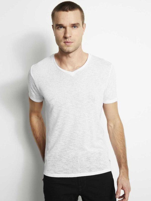 Guess Gauze V-Neck T-shirt Herr Vita | 874160-WDA