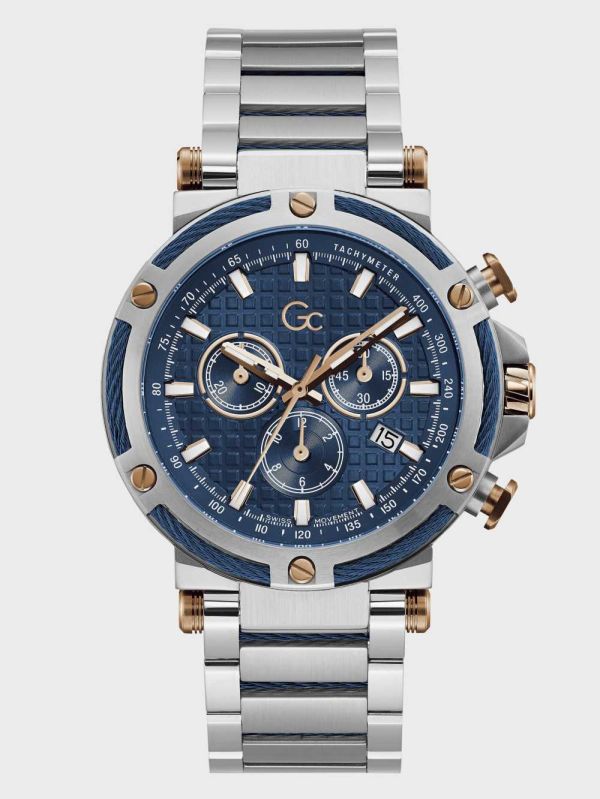 Guess Gc Silver-Tone and Blue Chronograph Klocka Herr Olika Färger | 507143-VRP
