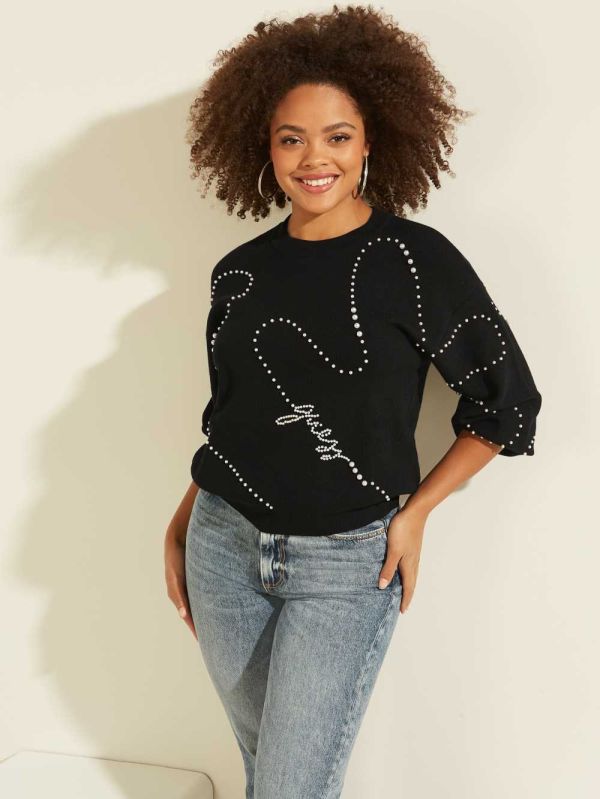 Guess Ginny Pearl Tröjor Dam Svarta | 169823-JPH