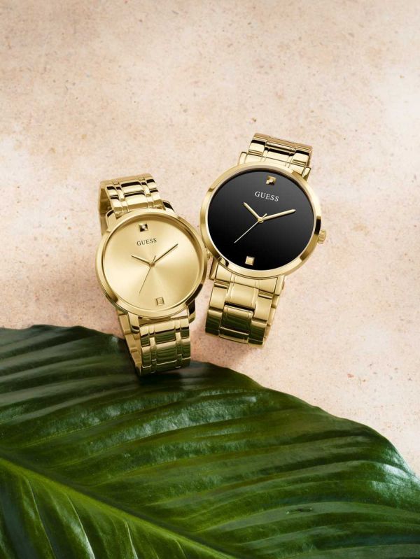 Guess Gold-Tone And Black Diamond Analog Klocka Dam Guld | 895047-WGD