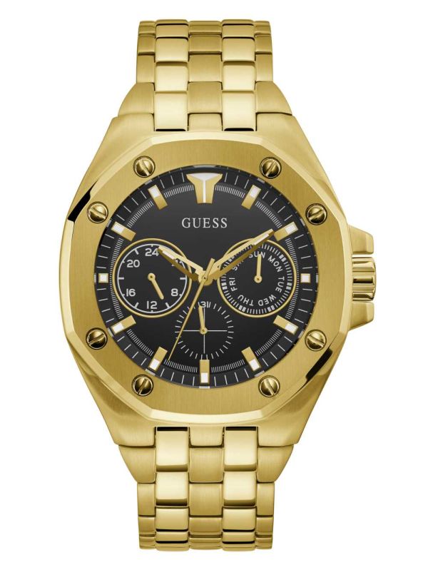 Guess Gold-Tone And Black Multifunction Klocka Herr Guld | 823507-NVI