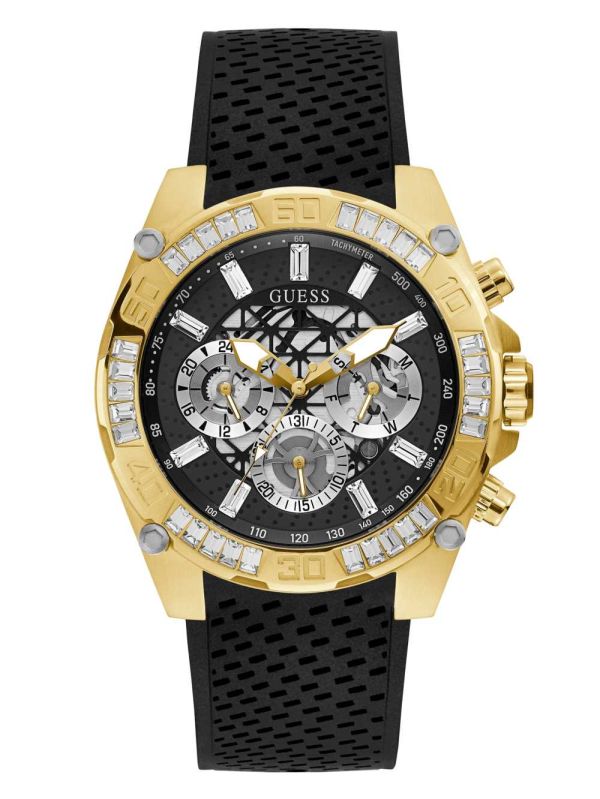 Guess Gold-Tone And Black Tachymeter Klocka Herr Olika Färger | 654309-GBT