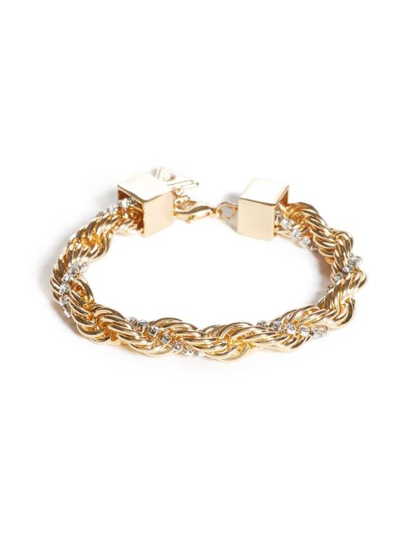 Guess Gold-Tone Braided Armband Dam Guld | 761458-LNJ