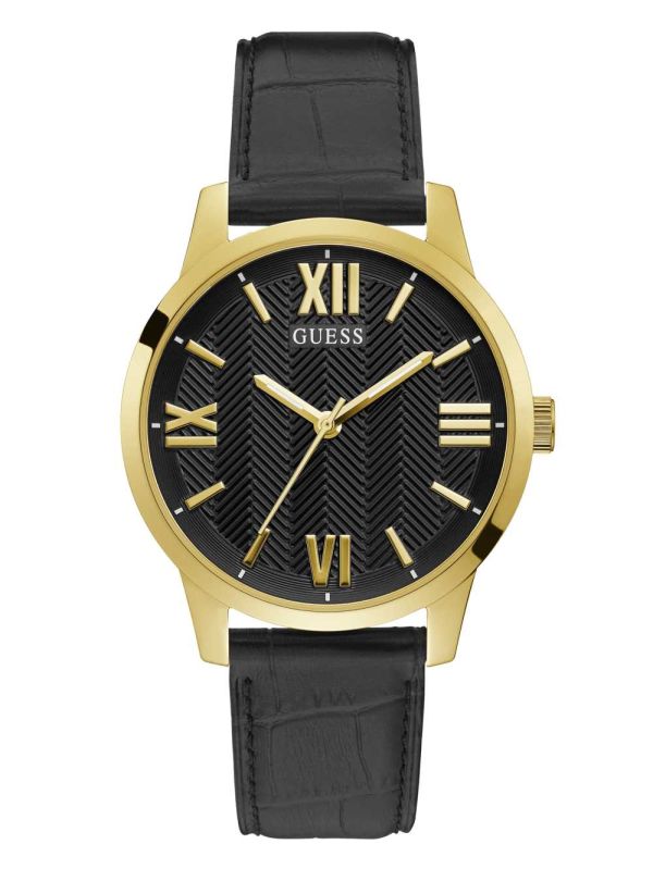 Guess Gold-Tone Croc Rem Analog Klocka Herr Olika Färger | 492781-GJK