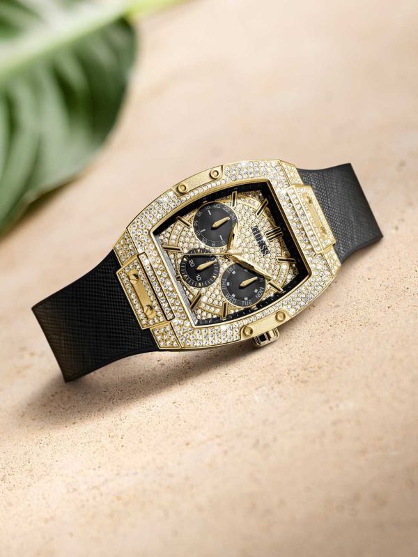 Guess Gold-Tone Crystal Multifunction Klocka Herr Svarta | 867214-BFA