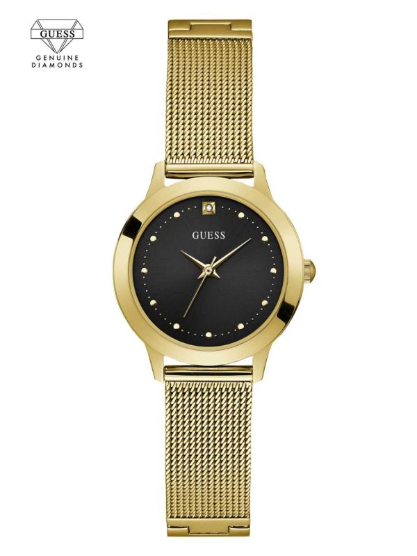Guess Gold-Tone Diamond Mesh Klocka Dam Guld | 093127-DQO