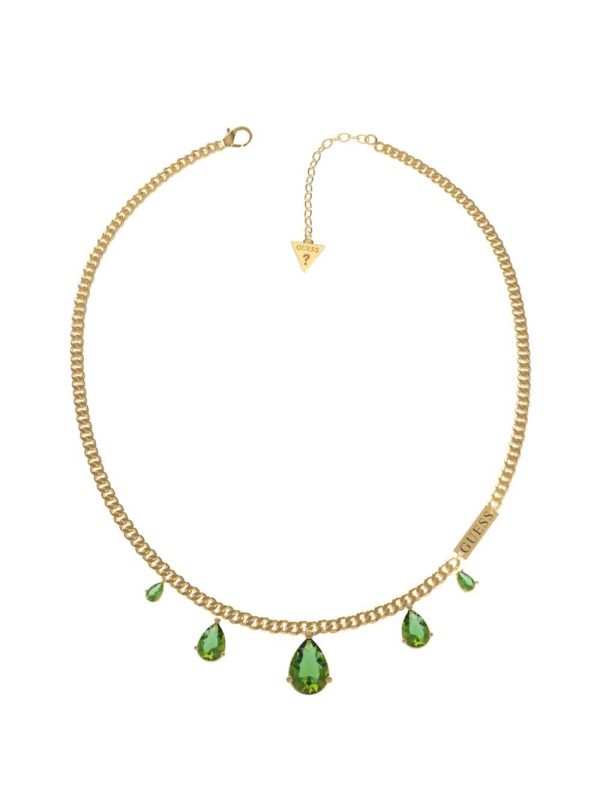 Guess Gold-Tone Emerald Teardrop Halsband Dam Gula Guld | 815730-DIL