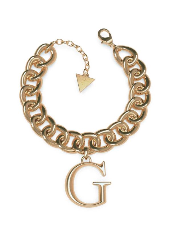 Guess Gold-Tone G Logo Curb Chain Armband Dam Guld | 576249-CQY