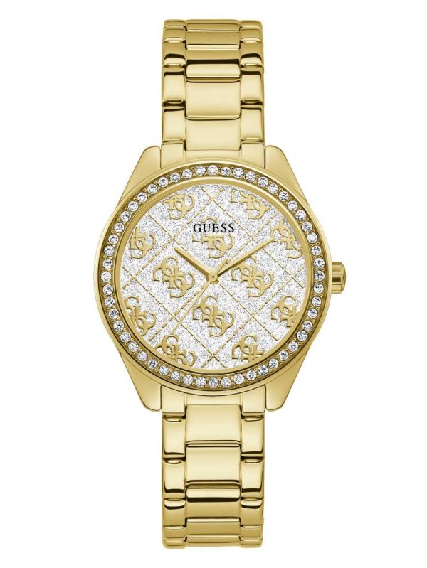 Guess Gold-Tone Glitter Logo Klocka Dam Olika Färger | 549327-AUN