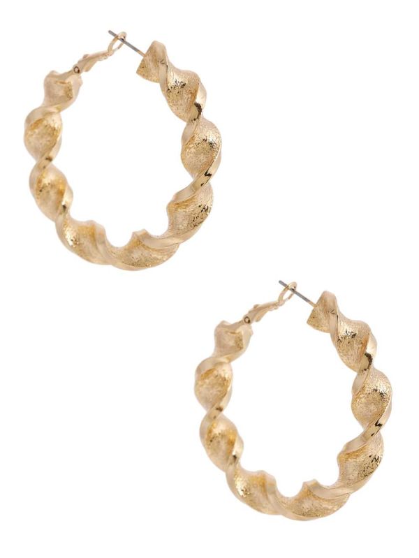 Guess Gold-Tone Large Twisted Hoop Örhängen Dam Guld | 869753-QBZ