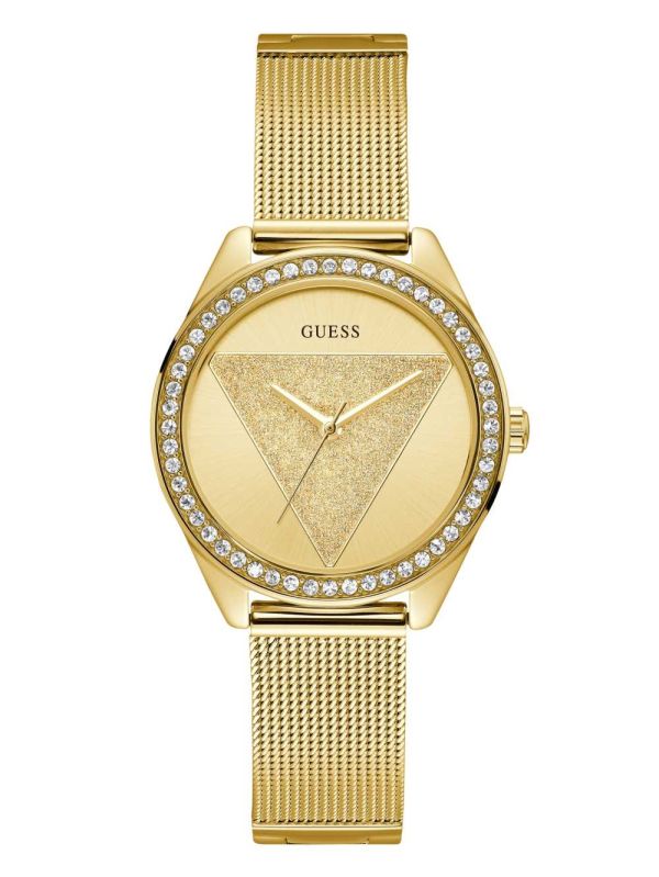 Guess Gold-Tone Logo Analog Klocka Dam Guld | 219038-NES