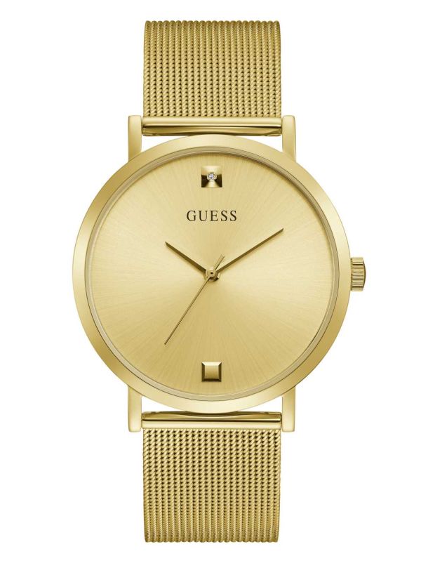 Guess Gold-Tone Mesh Diamond Analog Klocka Herr Olika Färger | 427068-KSJ
