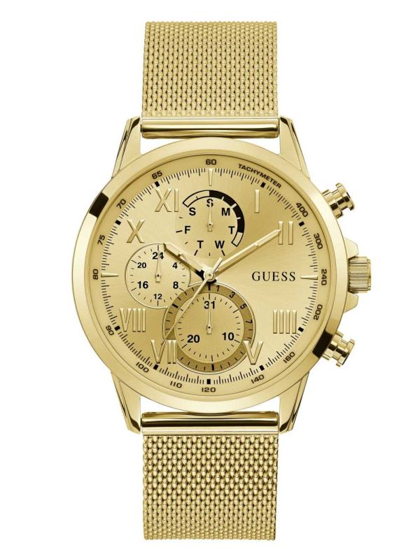 Guess Gold-Tone Mesh Multifunctional Klocka Herr Guld | 542980-ANI