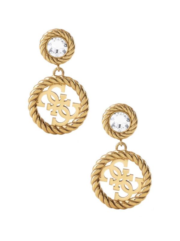 Guess Gold-Tone Quattro G Logo Drop Örhängen Dam Guld | 154983-GIH