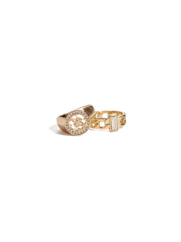 Guess Gold-Tone Quattro G Logo Ring Set Ringar Dam Guld | 617905-GEY