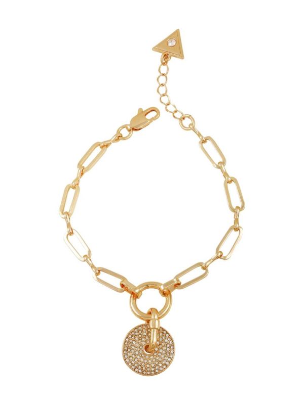 Guess Gold-Tone Rhinestone Disc Armband Dam Guld | 469157-UJA