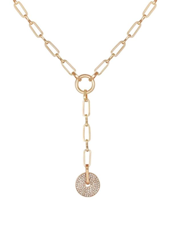 Guess Gold-Tone Rhinestone Disc Halsband Dam Guld | 702845-HBY