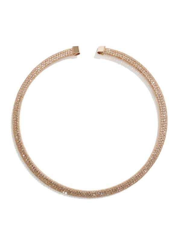 Guess Gold-Tone Rhinestone Mesh Collar Halsband Dam Rosa Guld | 807694-HUS