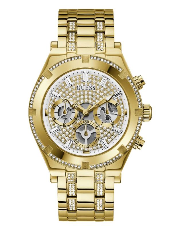 Guess Gold-Tone Rhinestone Multifunction Klocka Herr Olika Färger | 310297-XWN