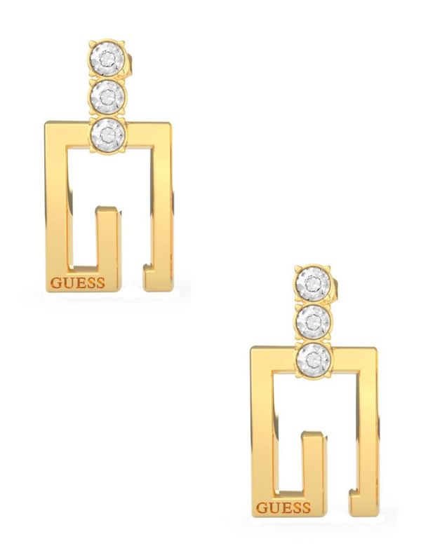 Guess Gold-Tone Square G Logo Drop Örhängen Dam Gula Guld | 527360-EIZ