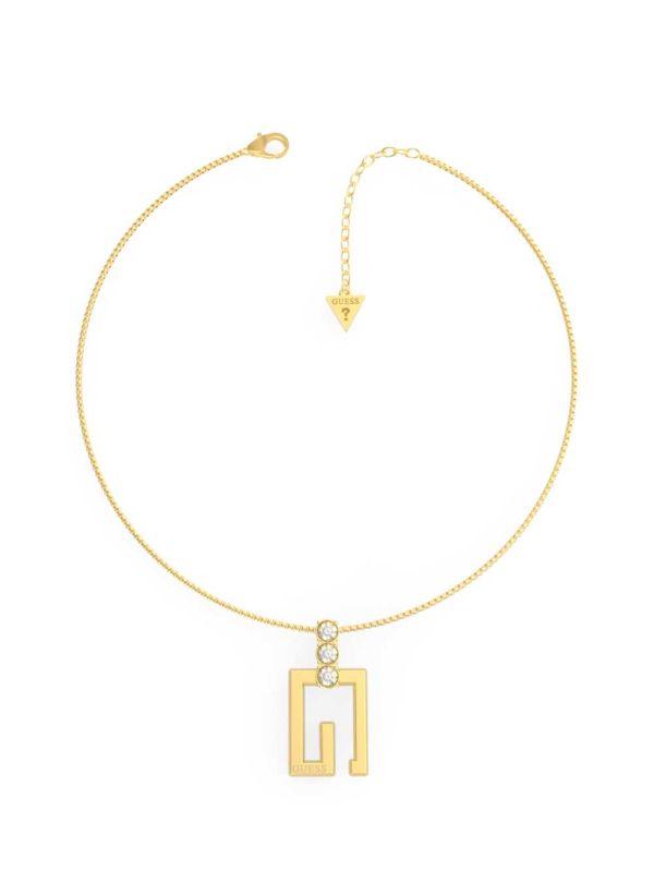 Guess Gold-Tone Square G Logo Pendant Halsband Dam Gula Guld | 789423-TLX