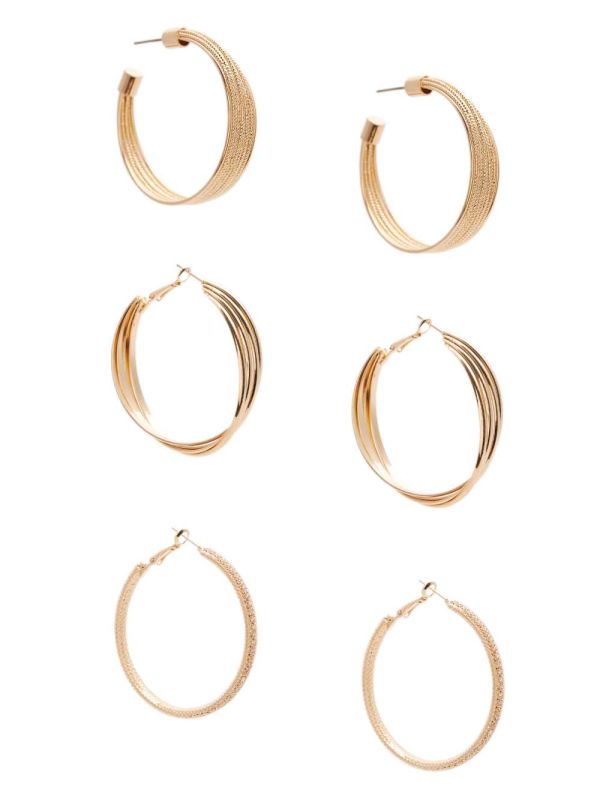 Guess Gold-Tone Textured Hoop Set Örhängen Dam Guld | 253419-SFB