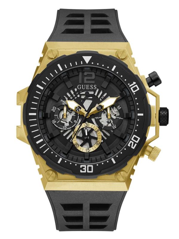 Guess Gold-Tone and Black Exposed Dial Multifunction Klocka Herr Olika Färger | 035817-LDS