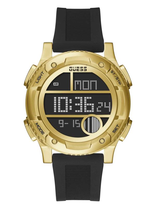 Guess Gold-Tone and Black Silicone Digital Klocka Herr Olika Färger | 743965-EGS