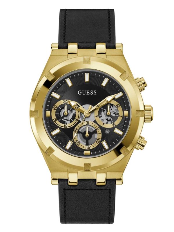 Guess Gold-Tone and Läder Multifunction Klocka Herr Olika Färger | 083216-CGQ