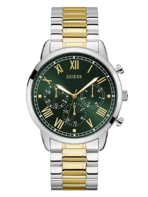 Guess Green Two-Tone Multifunction Klocka Herr Silver | 137054-IVT